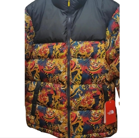 The North Face 1992 Nuptse Puffer Jacket Yellow Leopard Genesis RARE NWT - Picture 2 of 8
